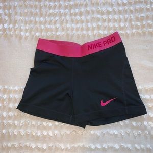 Black and Pink Nike Pro Shorts